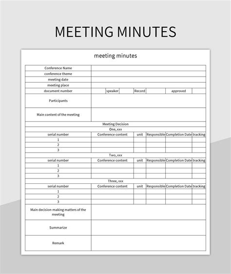 Meeting Minutes Excel Template And Google Sheets File For Free Download - Slidesdocs