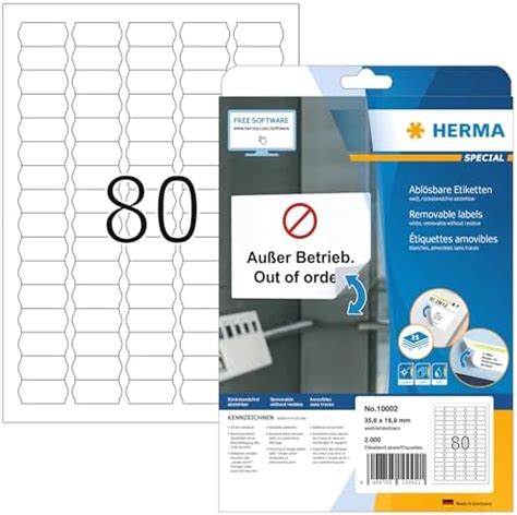 Herma 10002 Price Labels A4 35, 6X16, 9 mm White Movables/Removable ...