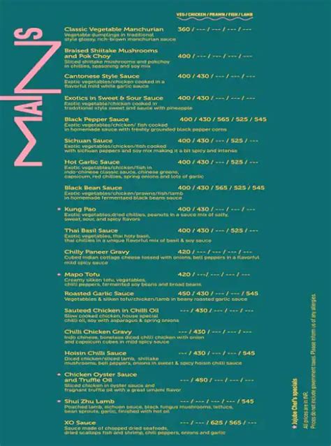 Menu at Jujube Asian Cookhouse, Gurugram