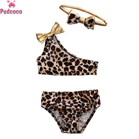 Cute Leopard Print Swimwear Kids Baby Girl Clothes Set Swimsuit 3pcs ...