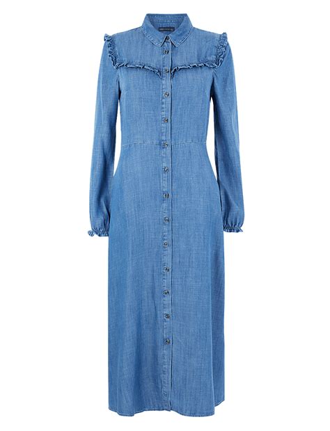 Buy Denim Ruffle Detail Shirt Dress at Marks & Spencer