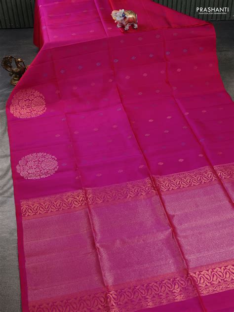 Pure soft silk saree pink with woven buttas and zari woven butta borde ...