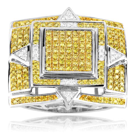 Solid 10K Gold Rings Yellow Diamond Mens Ring 1.11ct 501002
