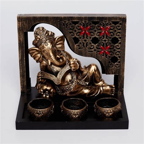 Buy Rennaisance - Gold Polyresin Frame Ganesha Figurine With Candle ...