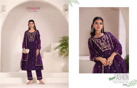 Lily And Lali Zari Viscose Embroidered Kurti Bottom With Dupatta Collection