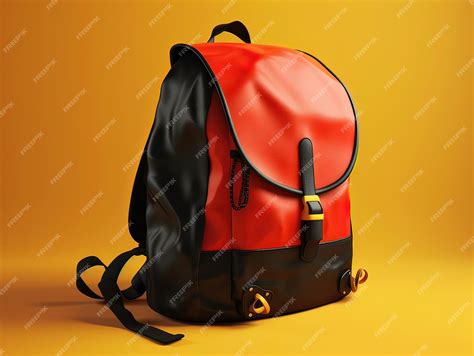 Premium AI Image | A red and black backpack with a black strap