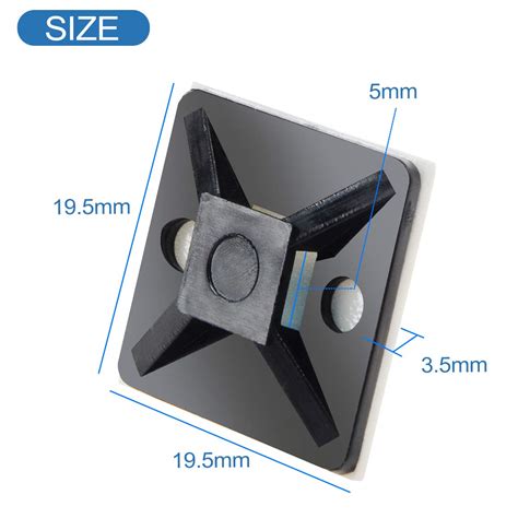 Buy 100 PCS 3/4" Black 3M Back-Glue Self Adhesive Cable Zip Tie Mounts ...