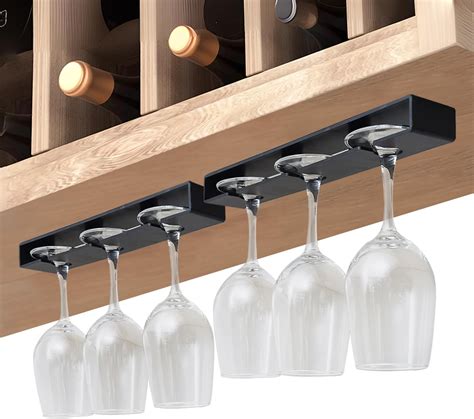 Dianoo 18cm Black Wine Glass Rack Under Cabinet, Hanging Stemware ...