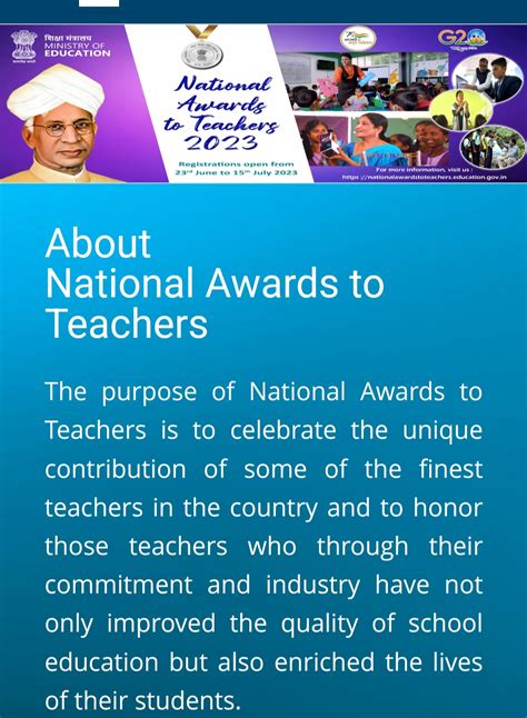 The purpose of National Awards to Teachers is to celebrate the unique ...