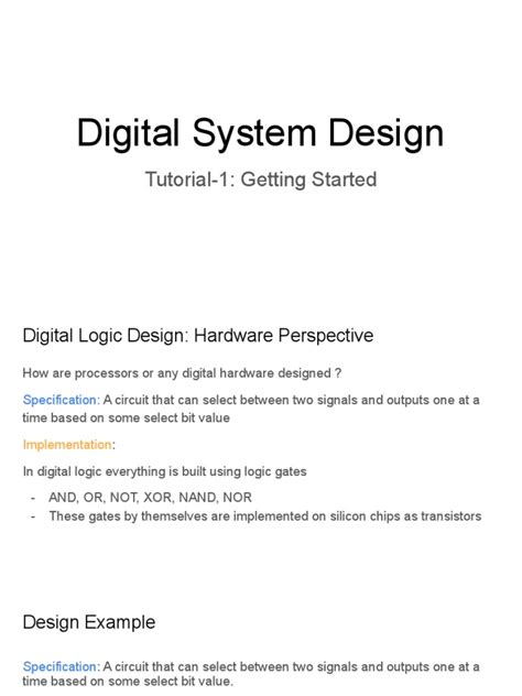 Digital System Design: Tutorial-1: Getting Started | PDF | Hardware Description Language | Logic ...