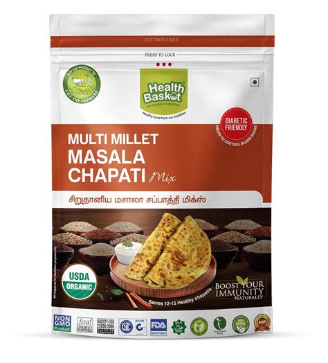 Health Basket Millet Masala Chapati Mix 500g, No Artificial Colours or ...