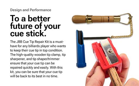 JBB Snooker Pool Combo of Cue Tip Repair Kit (Wooden Tip Clamp, Tip ...