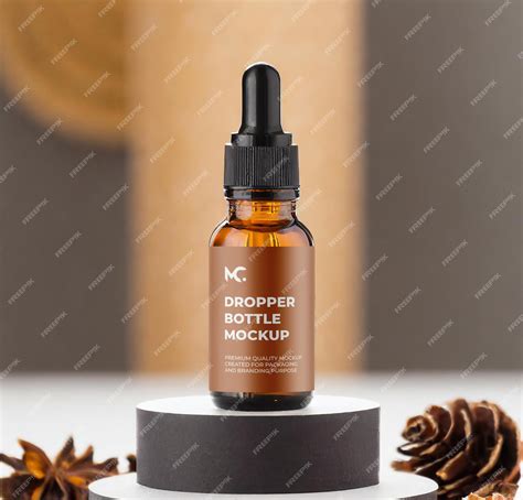 Premium PSD | Amber dropper bottle mockup for branding
