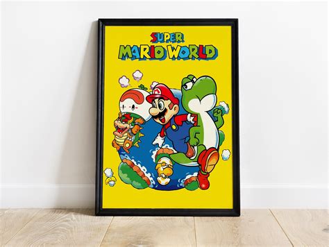 Poster Super Mario World - Super Nintendo Mario And Yoshi Cover Artwork ...