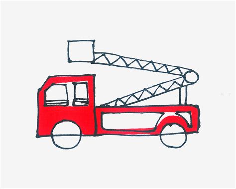 4-5岁简笔画大全 带颜色小消防车怎么画最简单🎬小小画家