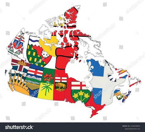 Map Canada Provincial Flags Isolated On Stock Vector (Royalty Free ...