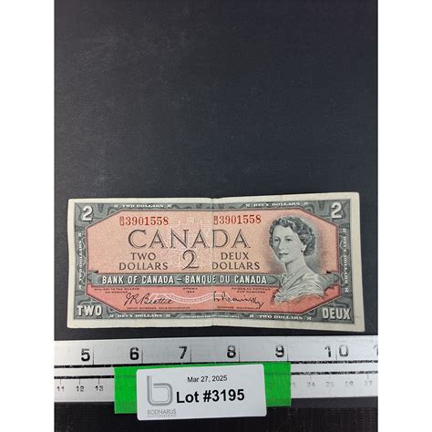 Canadian Two Dollar Bill - 1954 - Beattie/Raminsky - Bodnarus Auctioneering