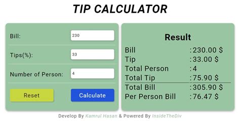 Image result for Tip Calculator JavaScript Code