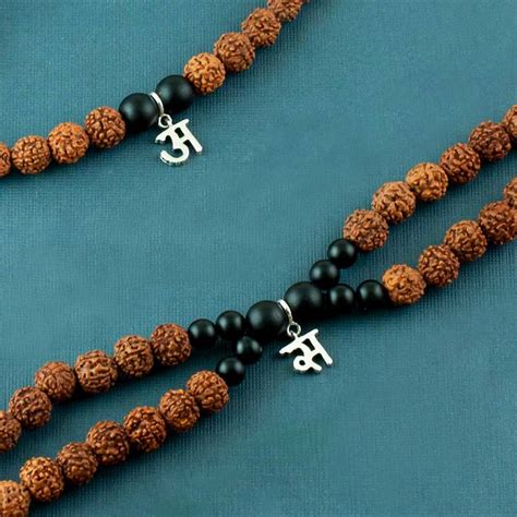 Choose Your Hindi Alphabet Silver Charm Rudraksh Rakhi Bracelet