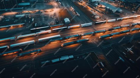 Premium Photo | Transportation Hub Aerial View Planes Trains and Trucks ...