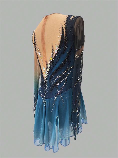 Figure Skating Dress Women's Girls' Ice Skating Dress Dark Blue Black ...