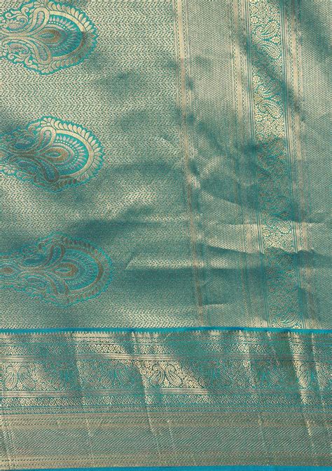 Buy Peacock Green And Blue Kanchipuram Saree Online - Taashi
