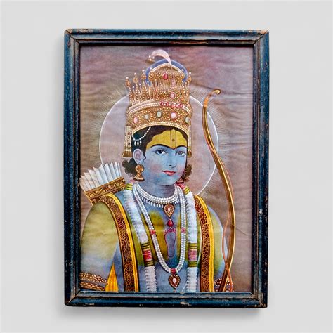 Vintage Framed Lord Rama Print | Indian Devotional Art – The Blue Trunk