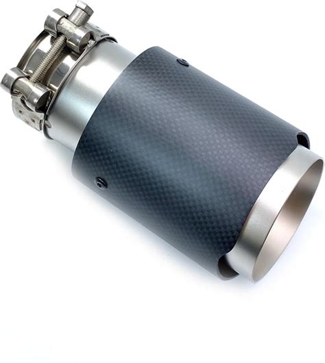 Exhaust Tailpipe 1PCS Car Exhaust Tail Pipe Matt Carbon Fiber Sandblasting Stainless Steel ...