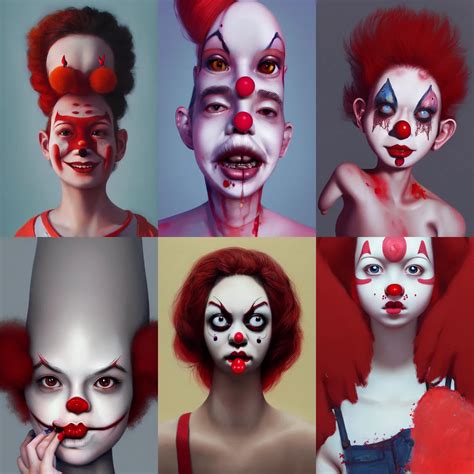 detailed painting of clown girl ,red nose, piercing | Stable Diffusion ...