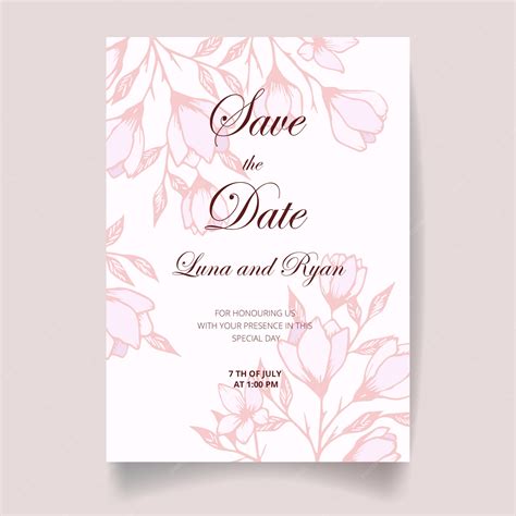 Premium Vector | Wedding invitation card, save the date with flowers ...