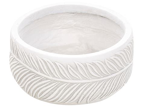 Blumentopf cremeweiß rund 25 x 25 x 14 cm FTERO | Beliani.de