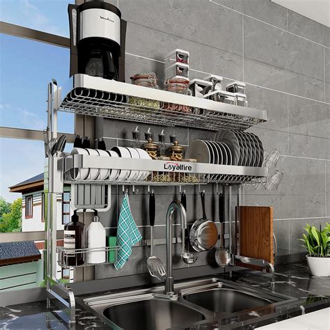 Loyalfire Over Sink Dish Drying Rack, 3 Tier Adjustable Length India | Ubuy