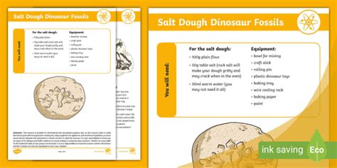 Salt Dough Dinosaur Fossils Years 3-6 Craft Instructions