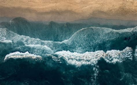 Download wallpaper 3840x2400 ocean, aerial view, surf, coast, water ...