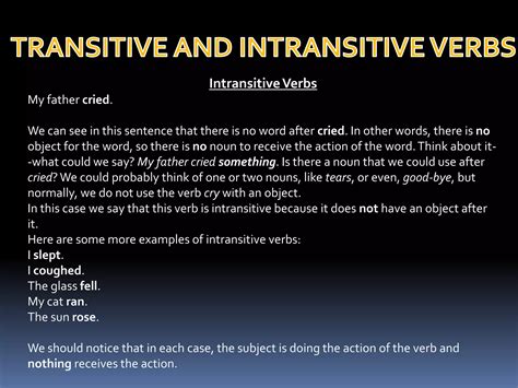 Transitive intransitive verbs | PPTX