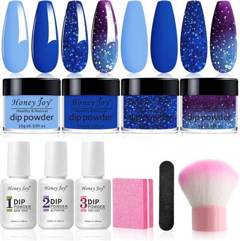 Amazon.com : Honey Joy Dip Powder Nail Kit Starter,4 Colors Navy Blue ...