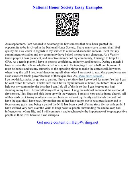 Examples Of National Honor Society Essays | PDF