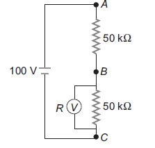 In the adjacent shown circuit, a voltmeter of internal resistance R ...