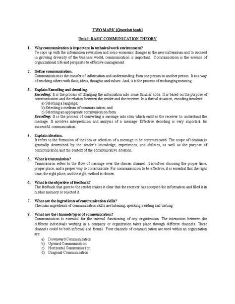 2 Marks UNIT I - Basic Communication Theory Question Bank - Studocu