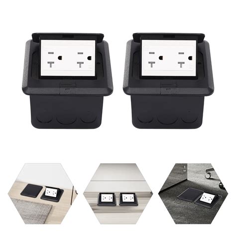 2pcs Pop up Floor Outlet Sockets Hidden Sockets Square Black Floor ...