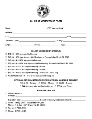 Fillable Online 2018 IPAT MEMBERSHIP FORM Fax Email Print - pdfFiller