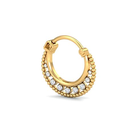 Buy KuberBox 14K Yellow Gold Vistra Diamond Septum Nose Ring for Women ...