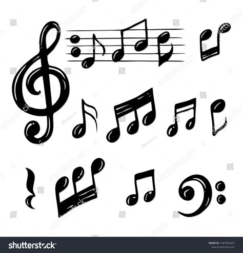 Vector Set Hand Drawn Music Notes Stock Vector (Royalty Free ...