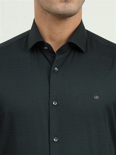 Greenfibre Dark Green Solid Party Wear Shirt | Slim Fit | Cotton Blend ...