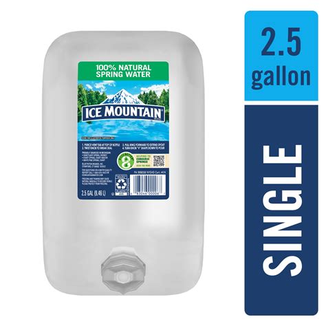 ICE MOUNTAIN 100% Natural Spring Water, 2.5-Gallon Jug with Bottled ...