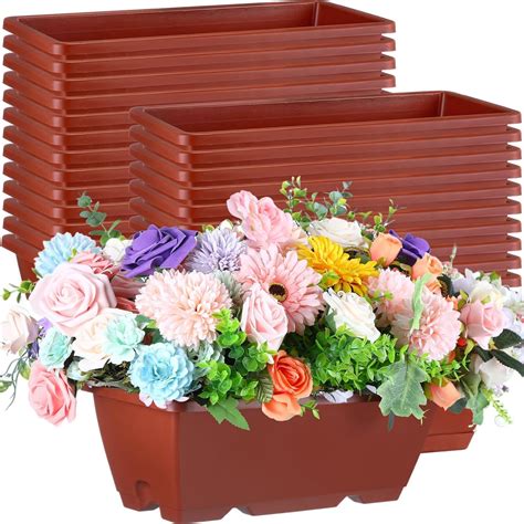 Amazon.com : Dandat 24 Pack Window Box Planter Plastic Planter Boxes 17 ...