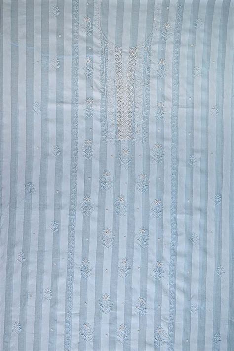 Pastel Blue Mal Chanderi Dress Material – chikankariexclusive