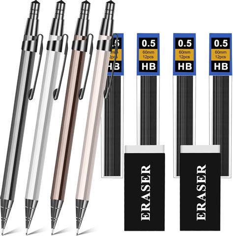 OFFCUP Metal Mechanical Pencils Set, 4Pcs Propelling Drafting Pencil, 0 ...