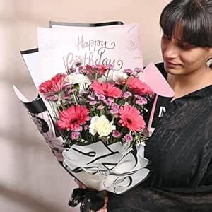 FlowerAura Fancy Birthday Special Fresh Live 6 Pink Gerberas, 3 White ...