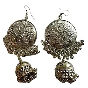Buy Khushboo Asher Designer Oxidized Silver Afghani Style Jhumka ...